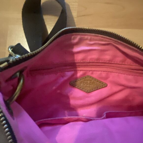 Fossil‎ Crossbody Bag Bucket Keely Herringbone Coated Canvas Adjustable Strap - Picture 10 of 14